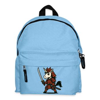 Samurai Unicorn Warrior with Red Armor and Blade - Kids' Backpack - light blue - Front