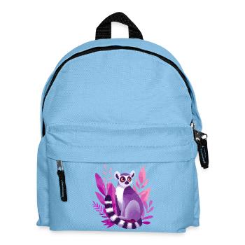 Violetter Lemur im Pinken Dschungel - Kinder Rucksack - Hellblau - Vorne