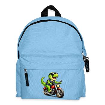 Biker-Dinosaurier  - Kinder Rucksack - Hellblau - Vorne