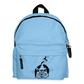 chat drôle tacheté noir et blanc - Sac à dos Enfant - bleu clair - Devant