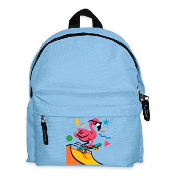 Flamingo Skateboard Neon - Kinder Rucksack - Hellblau - Vorne