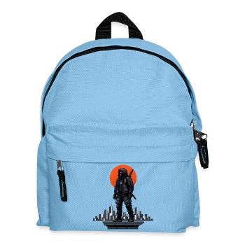 Ninja in the shadows in front of a red skyline - Kids' Backpack - light blue - Front
