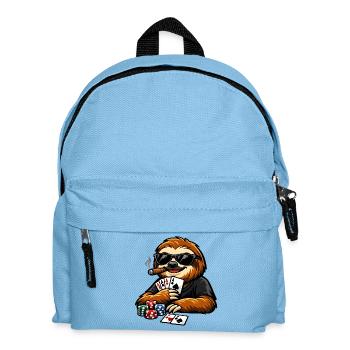 Cool sloth playing poker - Kids' Backpack - light blue - Front
