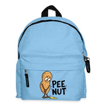 Pee Nut – Lustige Erdnuss mit Pfütze und Wortspiel - Kinder Rucksack - Hellblau - Vorne