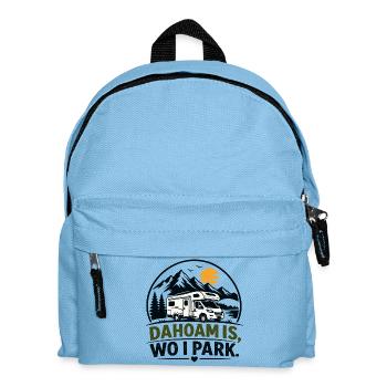 Dahoam is, wo i park, Daheim ist, wo ich parke - Kinder Rucksack - Hellblau - Vorne