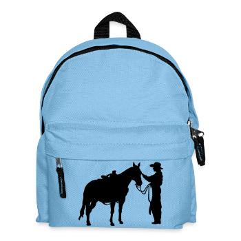 Woman with horse - Kids' Backpack - light blue - Front