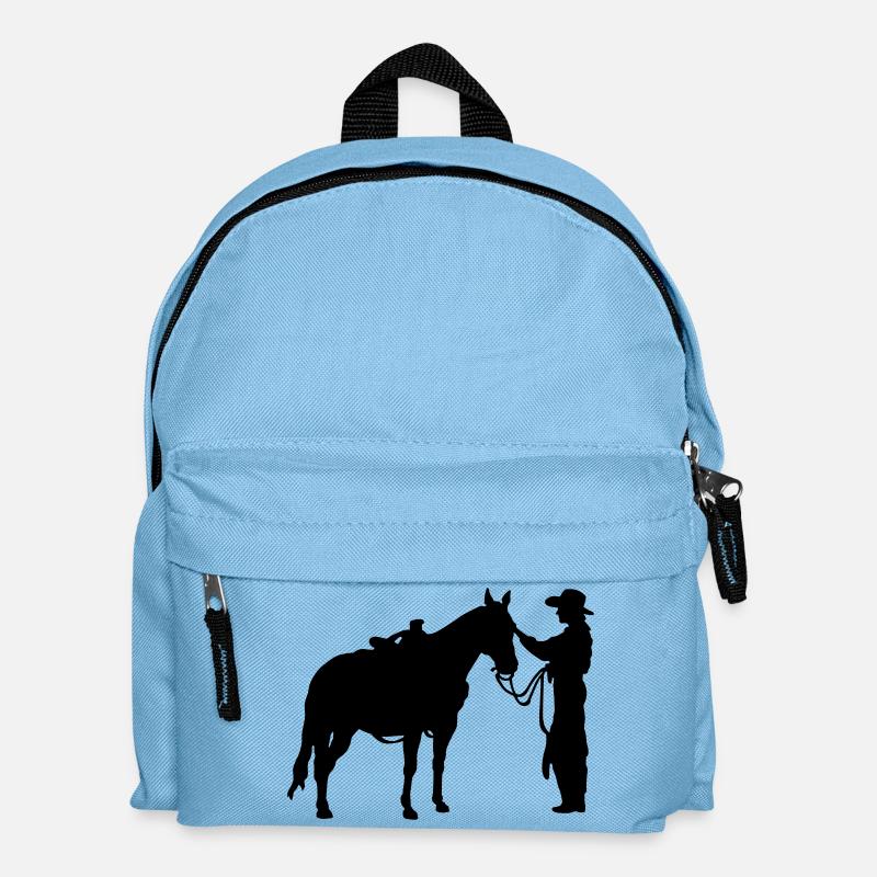 Frau mit Pferd - Kinder Rucksack - Hellblau