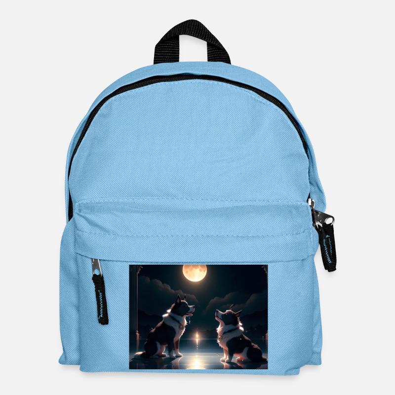 Mondschein-Hunde-Duett - Kinder Rucksack - Hellblau