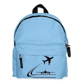 Vorderansicht Flugzeug und wegfliegendes Flugzeug - Kinder Rucksack - Hellblau - Vorne