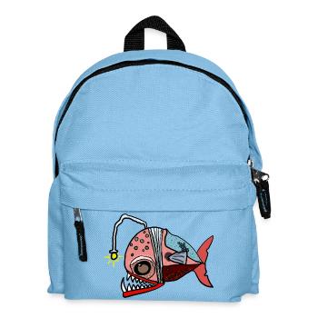 Fischkollage mit Lampenblick Anglerfisch - Kinder Rucksack - Hellblau - Vorne