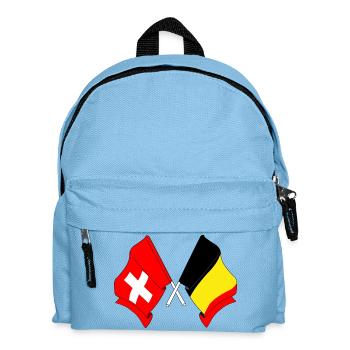 Flagge der Schweiz und Flagge Belgiens - Kinder Rucksack - Hellblau - Vorne