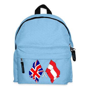 Flagge England, Flagge Österreich - Kinder Rucksack - Hellblau - Vorne