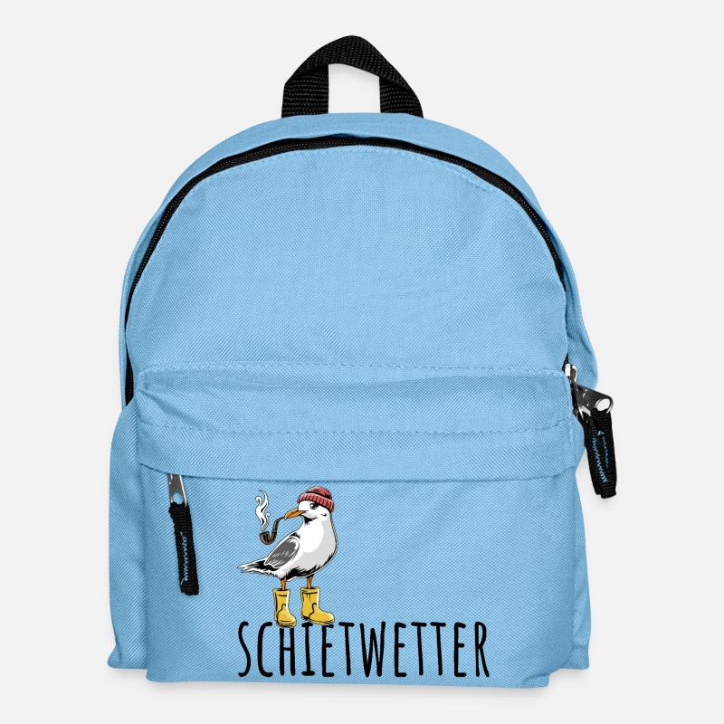 Möwe - Schietwetter - Nordsee - Geschenk - Kinder Rucksack - Hellblau