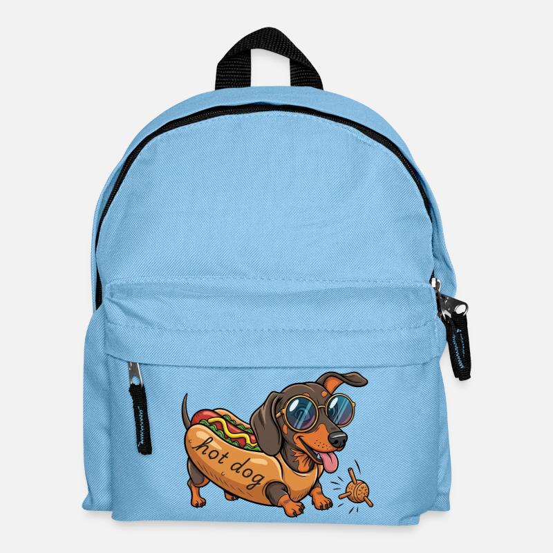 Spielender Dackel als Hot Dog - Kinder Rucksack - Hellblau