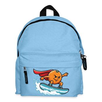 Superhero orange surfing on wave - Kids' Backpack - light blue - Front