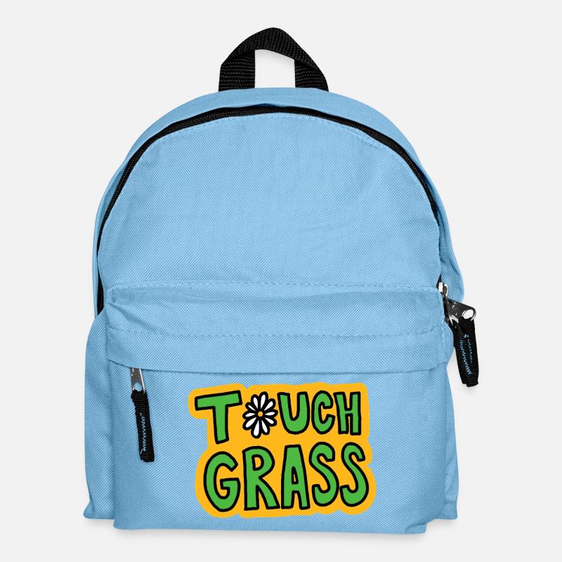 Retro "Touch Grass" Gänseblümchen - Kinder Rucksack - Hellblau