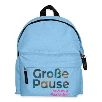 Pause - Glückliche Pensionärin - Kinder Rucksack - Hellblau - Vorne