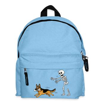 Halloween, German Shepherd, Skeleton - Kids' Backpack - light blue - Front