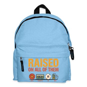 Aufgewachsen mit all diesen Vintage-Musik-Retro-Liebhabern - Kinder Rucksack - Hellblau - Vorne
