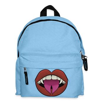 Lippen mit Gradient-Zunge und Vampirzähnen - Kinder Rucksack - Hellblau - Vorne