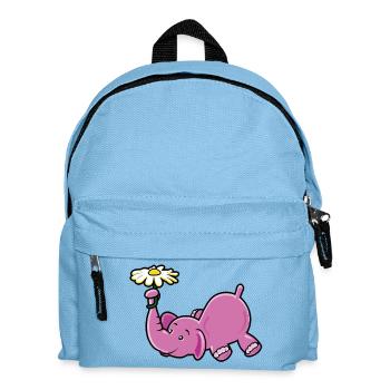 Rosa Elefant mit Gänseblümchen - Kinder Rucksack - Hellblau - Vorne
