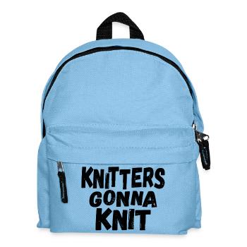 Stricken Strickerin Stricker - Knitters gonna knit - Kinder Rucksack - Hellblau - Vorne