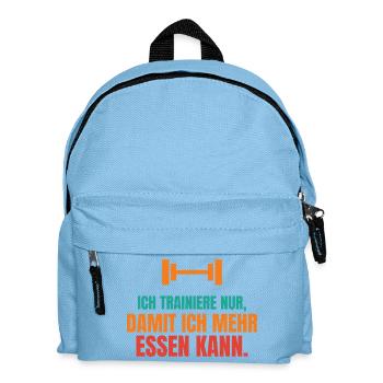 Ich trainiere nur, damit ich mehr essen kann - Kinder Rucksack - Hellblau - Vorne