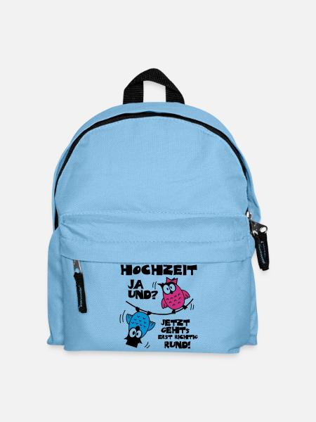 Eulen Hochzeit - ja und? - Kinder Rucksack - Hellblau