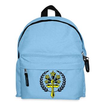 Yellow cross five stars in laurel wreath - Kids' Backpack - light blue - Front