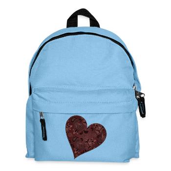 dark red heart in paisley pattern style - Kids' Backpack - light blue - Front