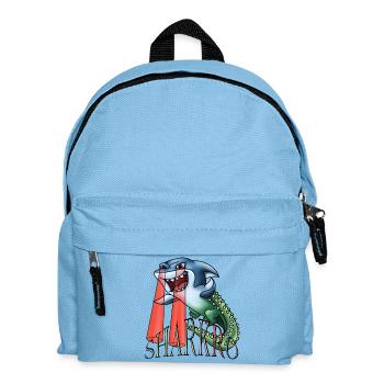 Sharkro - shark crocodile with laser eyes and text - Kids' Backpack - light blue - Front