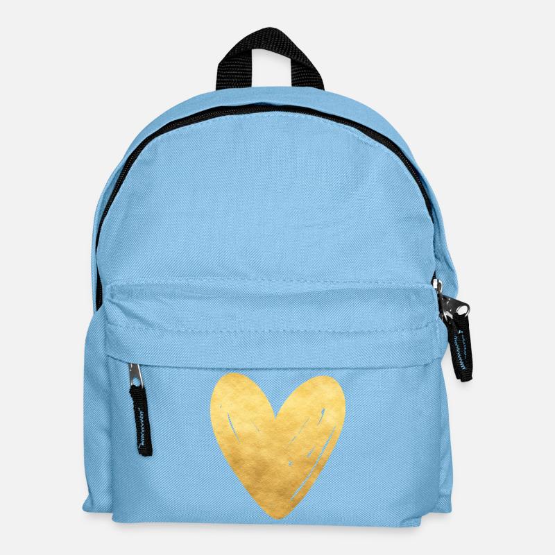 goldenes Herz - Kinder Rucksack - Hellblau