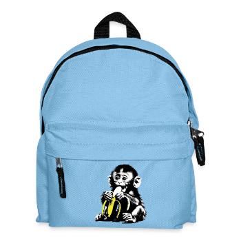 Verspieltes Affenmotiv mit Banane - Kinder Rucksack - Hellblau - Vorne