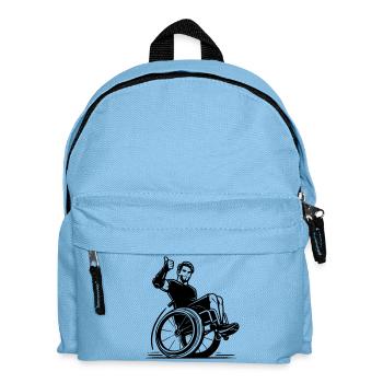 Männlicher Rollstuhlfahrer mit Daumen nach oben # - Kinder Rucksack - Hellblau - Vorne