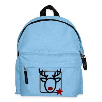 Rentier mit Stern und roter Nase - Kinder Rucksack - Hellblau - Vorne