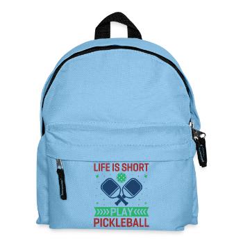 Life is Short, Play Pickleball - Kids' Backpack - light blue - Front