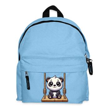 Cute cartoon panda on swing playground - Kids' Backpack - light blue - Front
