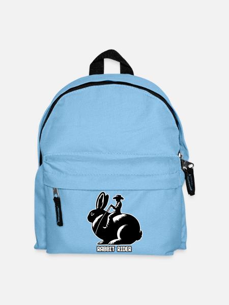Rabbit Rider (text light - with outline, 3-Color) - Kids' Backpack - light blue