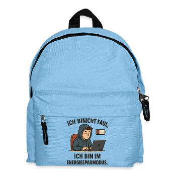 Ich bin nicht faul - Kinder Rucksack - Hellblau - Vorne