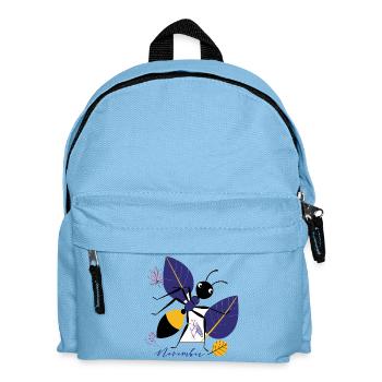 Oiseau de novembre avec des feuilles en automne - Sac à dos Enfant - bleu clair - Devant