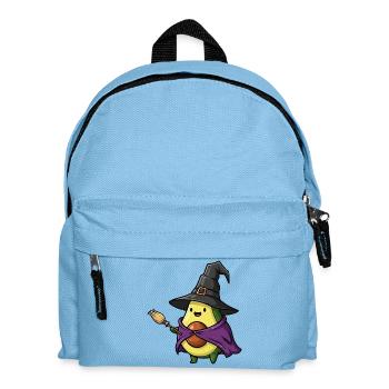 Lustiger Halloween Avocado Hexe Hexenbesen Cartoon - Kinder Rucksack - Hellblau - Vorne