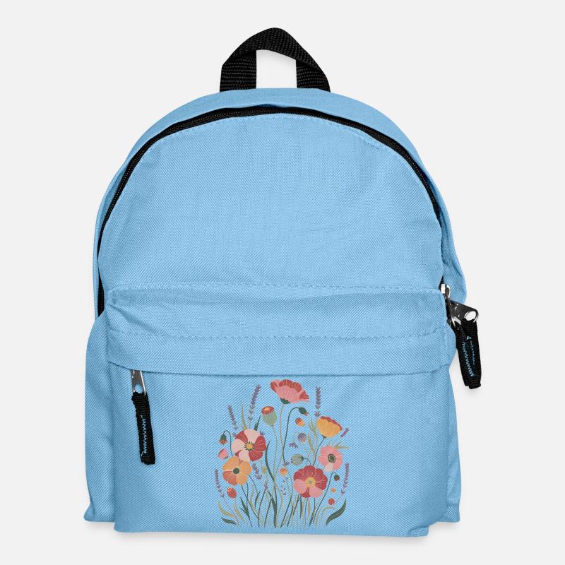 Boho Wildblumen – Blühende Harmonie - Kinder Rucksack - Hellblau