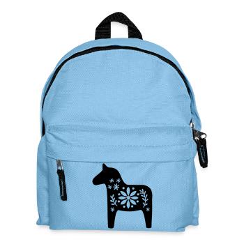 Skandinavisches Dala Pferd – Nordic Folk Art Desig - Kinder Rucksack - Hellblau - Vorne