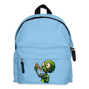 Alien mit Pizza und Kamera - Kinder Rucksack - Hellblau - Vorne