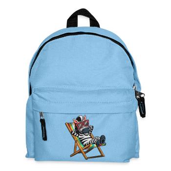 Zebra relaxing in deck chair with colorful stripes - Kids' Backpack - light blue - Front