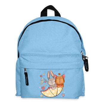  Hase und Hund mit einem Regenschirm - Kinder Rucksack - Hellblau - Vorne