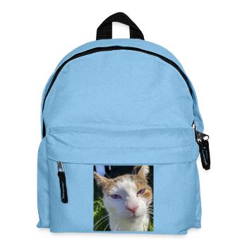 Katzenporträt mit violetten Augen - Kinder Rucksack - Hellblau - Vorne