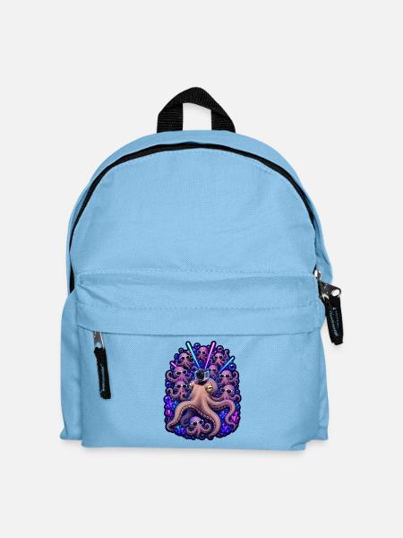 Neon Octopus Rave Camera Crew - Kids' Backpack - light blue