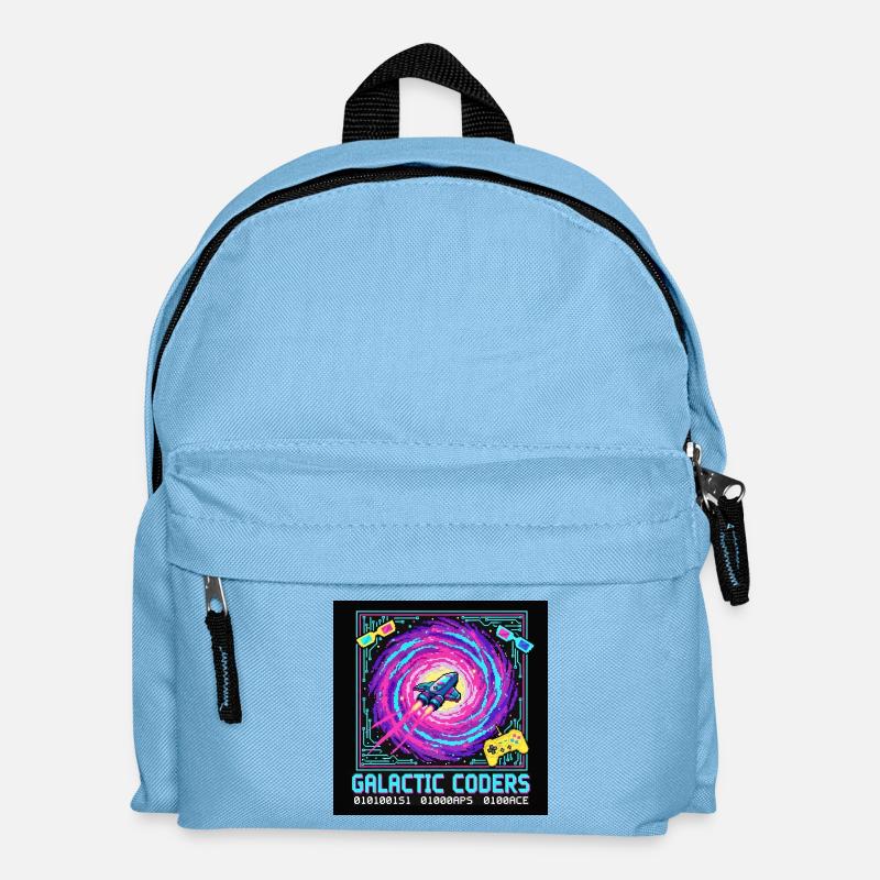 Galaktische Coders Neon Pixel - Kinder Rucksack - Hellblau