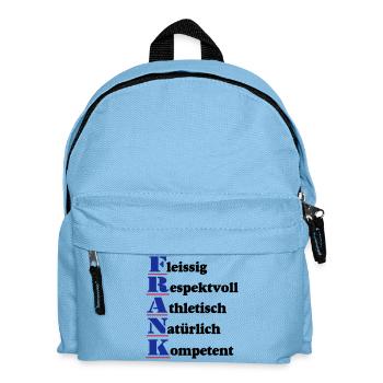Frank , Vorname,Namensschild,Name,Fun Shirt (25) - Kinder Rucksack - Hellblau - Vorne